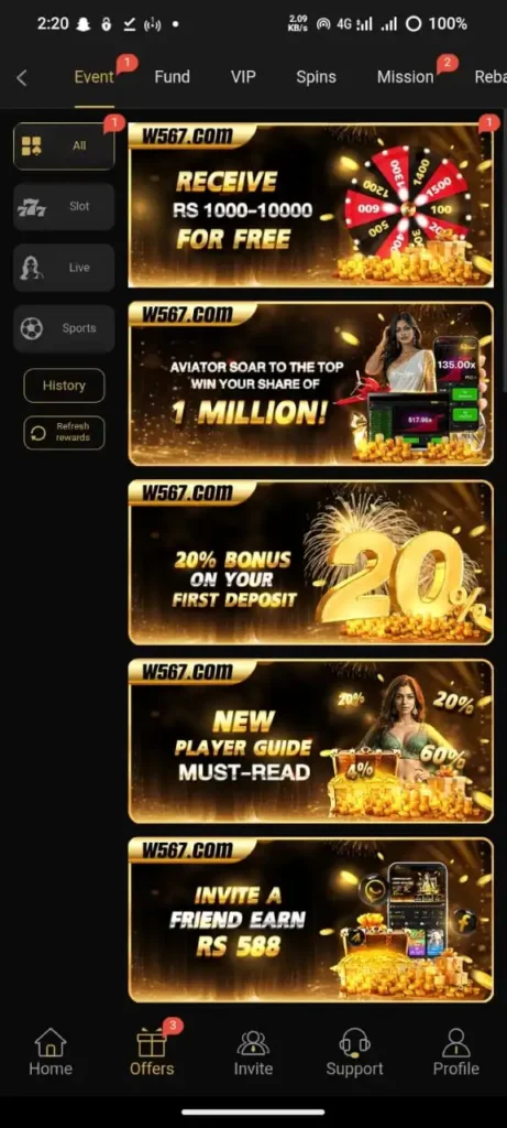 W567 Game Bonuses