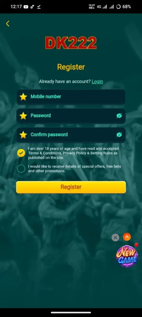 DK222 Game Register